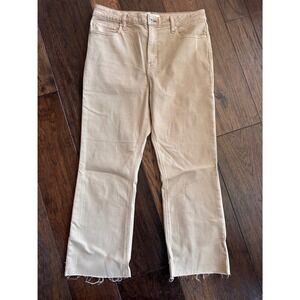 Eunina Emery High Rise Cropped Bootcut Jeans Tan Mink Raw Hem 13/31W Womens